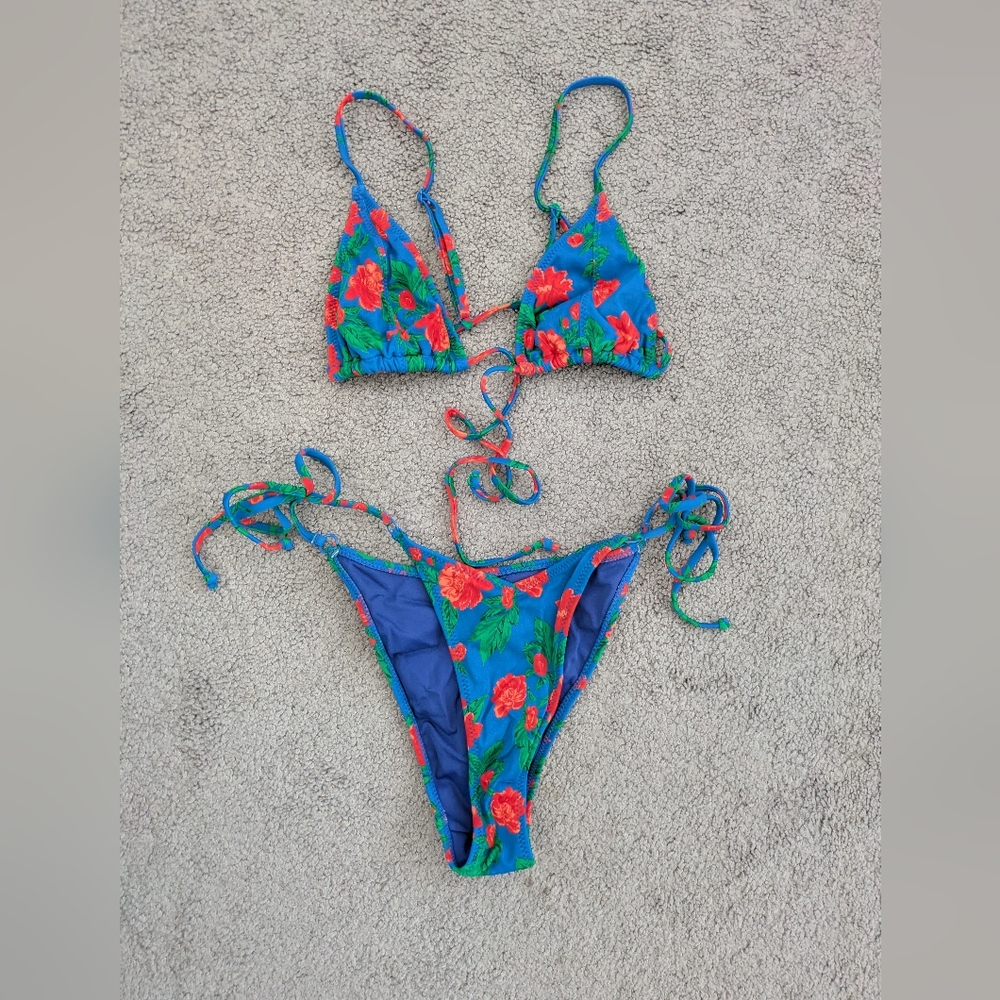 Floral Blue Bikini Set (S)